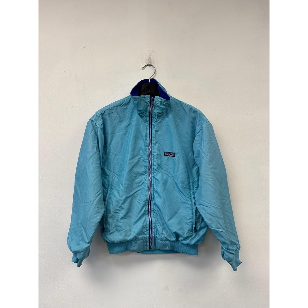 Vintage Patagonia Bomber Jacket Womens 8 Blue Fleece Lined Full Zip Made In USA